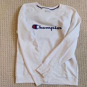 Champion White Crew Neck Sweater Classic Cotton Blend